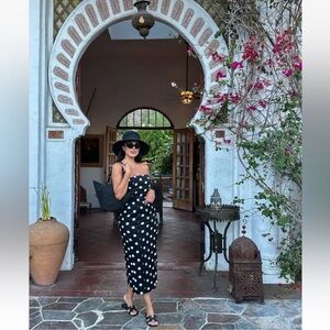 ZARA ZW COLLECTION STRAPLESS POLKA DOT DRESS